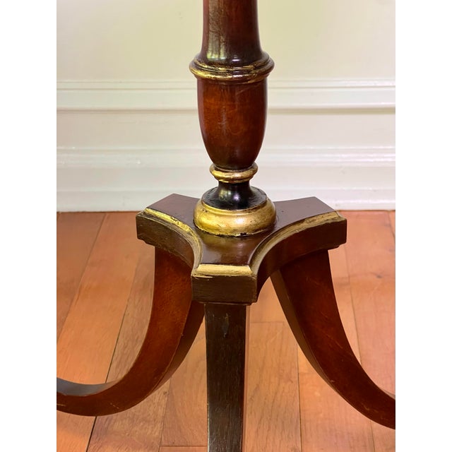 Brown 1940s Georgian Style Walnut Three-Leaf Dumbwaiter, Wine, Drinks Table With Handle For Sale - Image 8 of 10