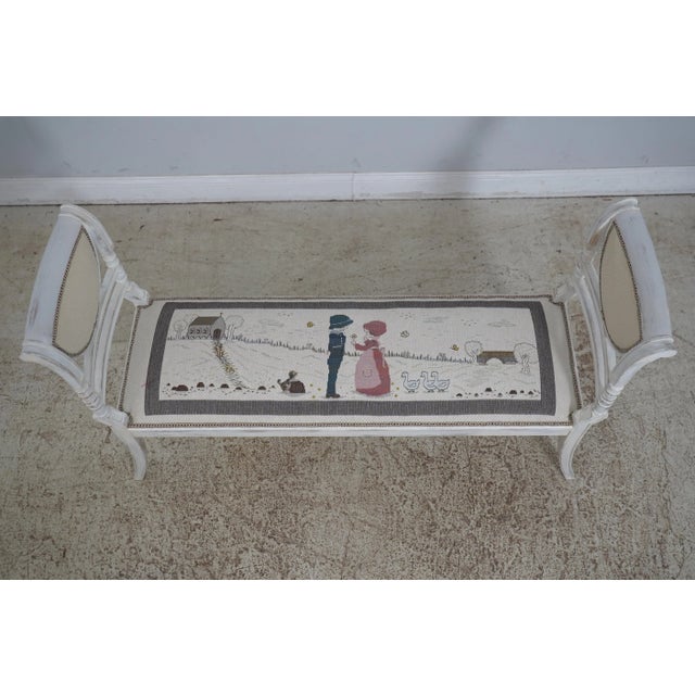 Country Style Upholstered Regency Style Bench For Sale - Image 10 of 12