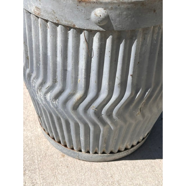 Art Deco Pair of Antique Galvanized Dolly Tub Planters For Sale - Image 3 of 12