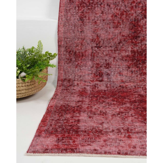 1970s 1970s Vintage Turkish Oushak Handmade Wool Cotton Red Area Rug For Sale - Image 5 of 11