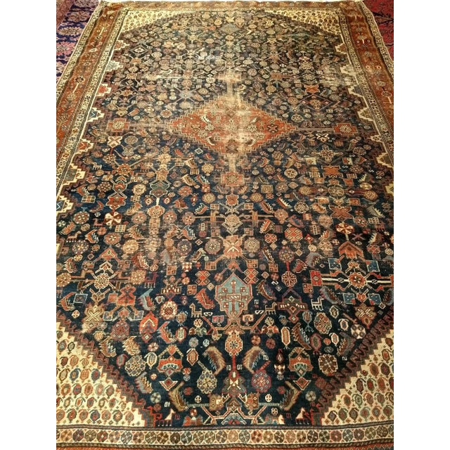 Textile 19th Century Persian Qashqai Tribal Gallery/Corridor Rug, Hand-Knotted Wool, 7' X 10' For Sale - Image 7 of 7
