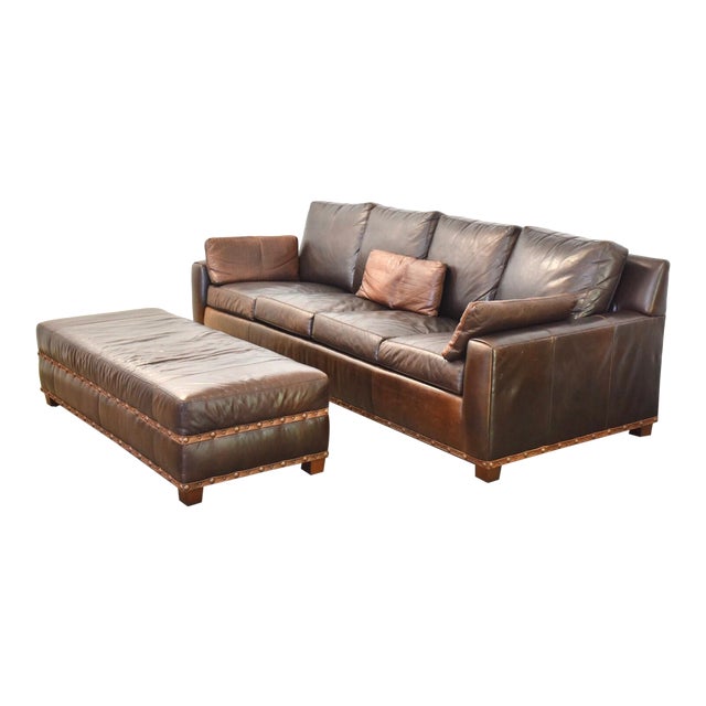 Stickley Leather Sofa and Ottoman a Pair Chairish