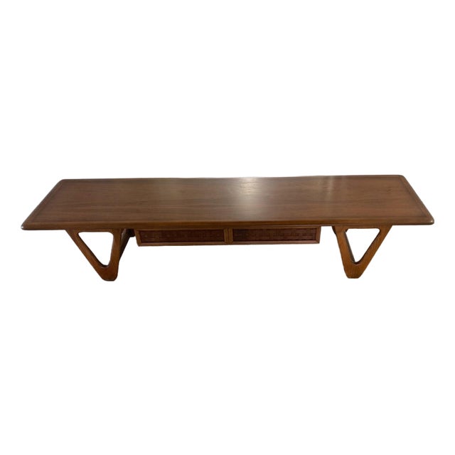 1960s Warren Church Perception Walnut Coffee Table Extra Long For Sale