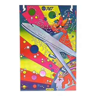 Peter Max Pop Art Poster 24 Pan Am 1970 For Sale