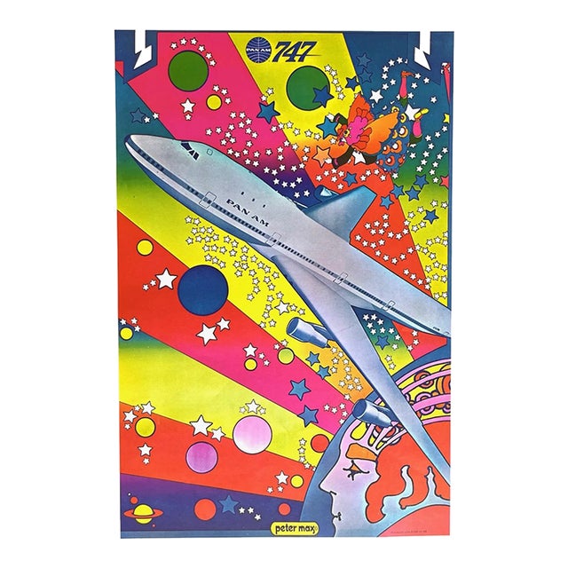 Peter Max Pop Art Poster 24 Pan Am 1970 For Sale