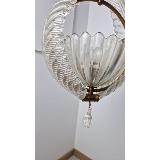 Chandelier in Brass and Clear Glass by Ercole Barovier for Barovier & Toso, 1960s For Sale - Image 11 of 18