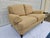 Contemporary Ethan Allen Tan Rolled Arm Down Filled Loveseat For Sale - Image 3 of 17