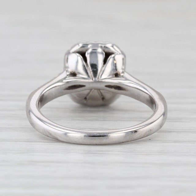 2010s 0.75ctw Emerald Cut Diamond Halo Engagement Ring 14k White GoldSize 7 For Sale - Image 5 of 8