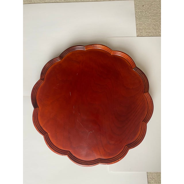 Vintage Korean-Style Low Ornate Wood Folding Table/Tea/Dining Tray For Sale - Image 4 of 12