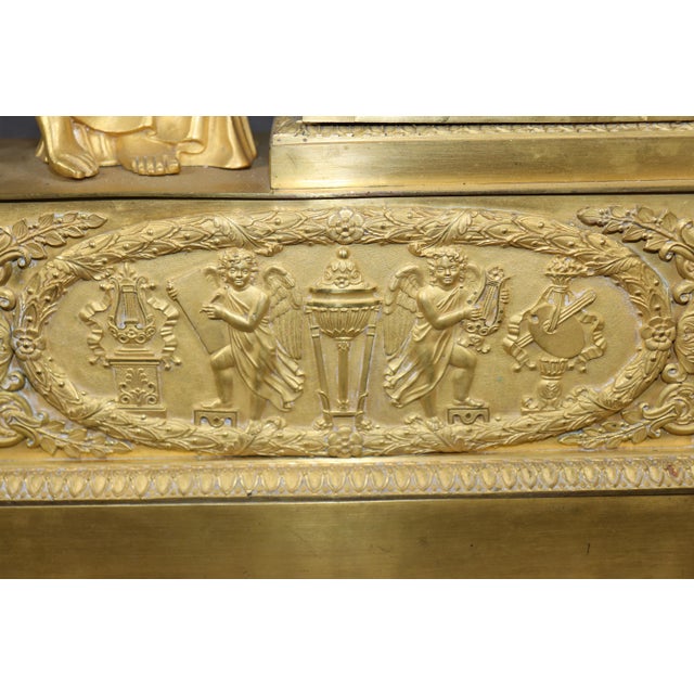 Fine French Empire Style Figural Maiden Solid Bronze Mantel Clock 1900s Era For Sale - Image 12 of 15
