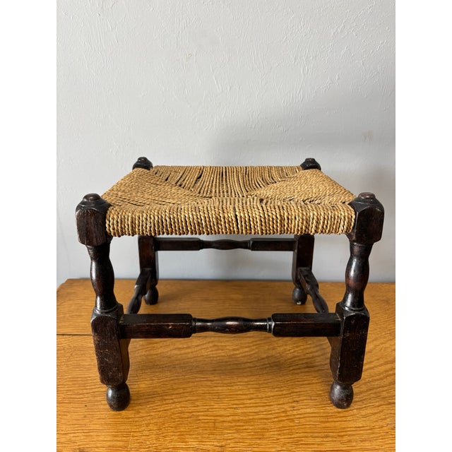 Vintage English Oak and Rope Stool For Sale - Image 4 of 9