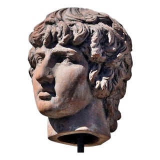 Antinous Bitnia 130 Alexandria of Egypt 150 AD, Early 21st Century, Terracotta Sculpture on Marble Base For Sale