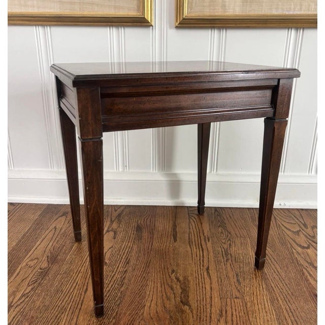 Brandt Vintage Mid to Late Twentieth Century Brandt Walnut or Pecan Dark Wood Small Side Table Federal Neoclassical For Sale - Image 4 of 7