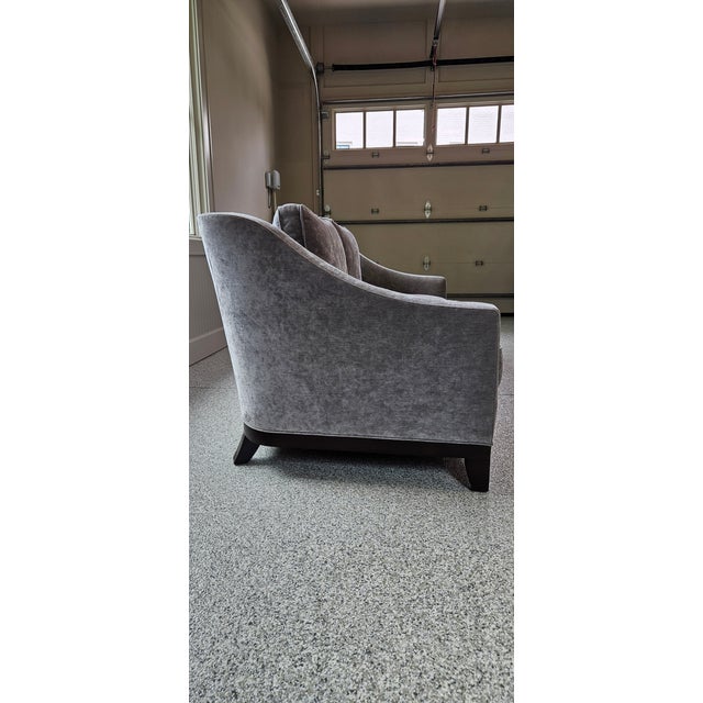 Contemporary Baker Furniture Laura Kirar Neue Loveseat - Gray Chenille, Grade 5 For Sale - Image 3 of 6