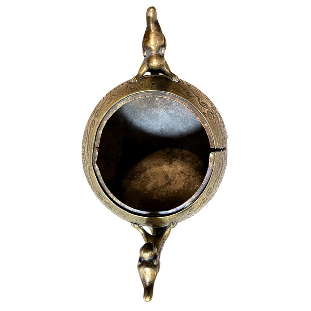 Brown Antique Chinese Bronze Censor With Dragon Handles**OBO** For Sale - Image 8 of 9