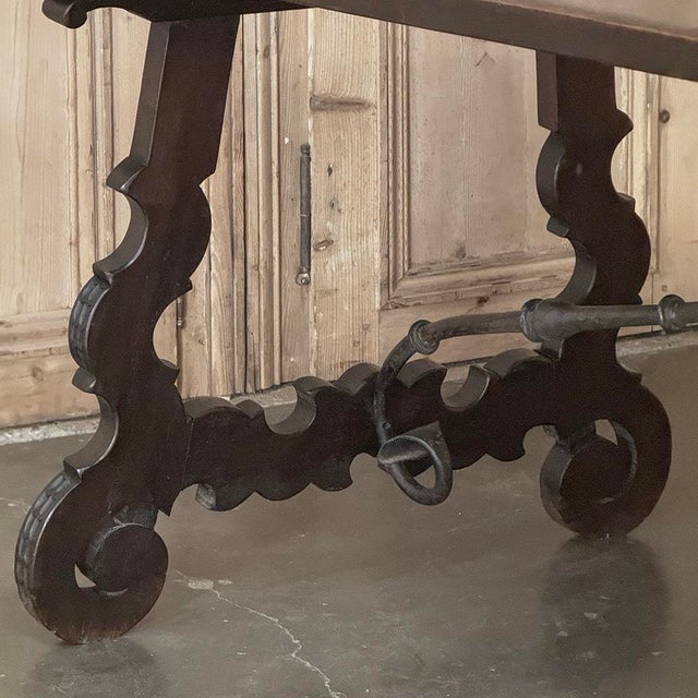 19th Century Spanish Walnut Dining Table With Wrought Iron For Sale - Image 14 of 18