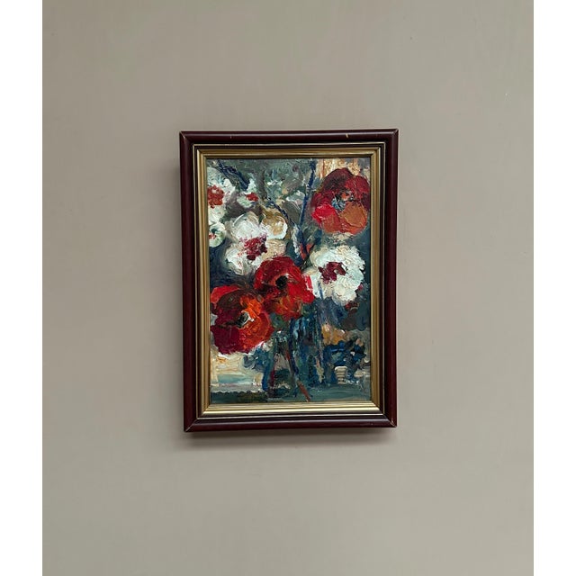 L. Stokes, Red Poppies and White Blossoms, 1960s, Oil Painting on Canvas, Framed For Sale - Image 11 of 18