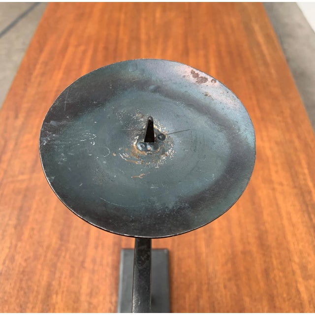 Mid-Century Brutalist Minimalistic Metal Candleholder For Sale - Image 6 of 18