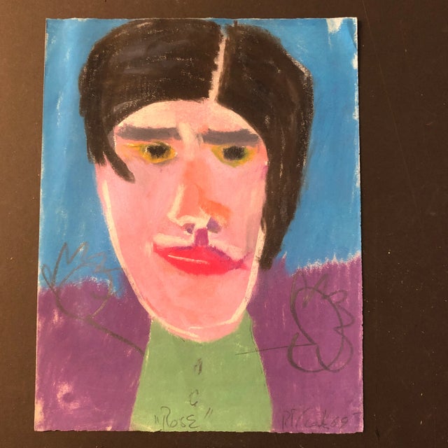 Original Robert Cooke Abstract Pastel Portrait 1960’s “Rose” For Sale In Philadelphia - Image 6 of 6