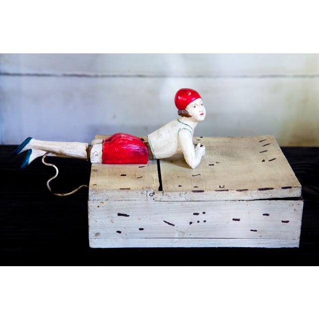 Art Deco 1920s Vintage Flapper Figurine Wood Box For Sale - Image 3 of 11