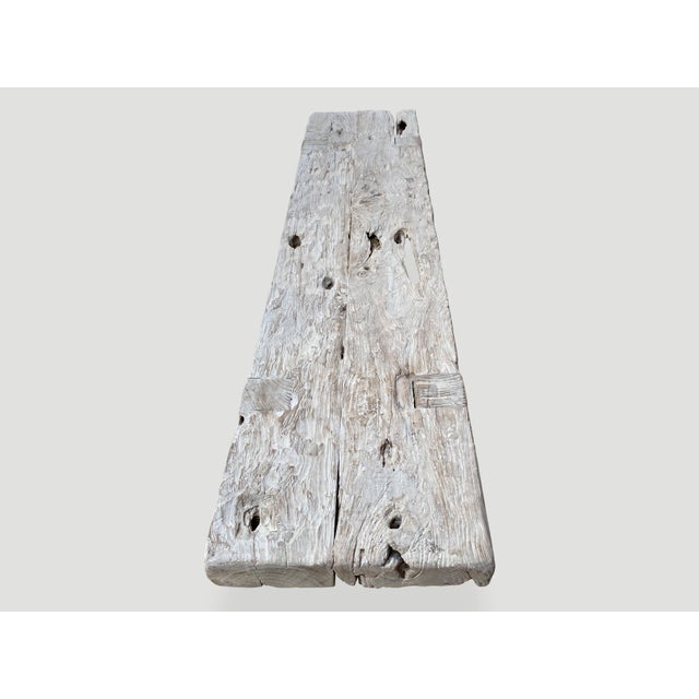 Andrianna Shamaris St. Barts Bleached Teak Wood Bench For Sale - Image 11 of 18