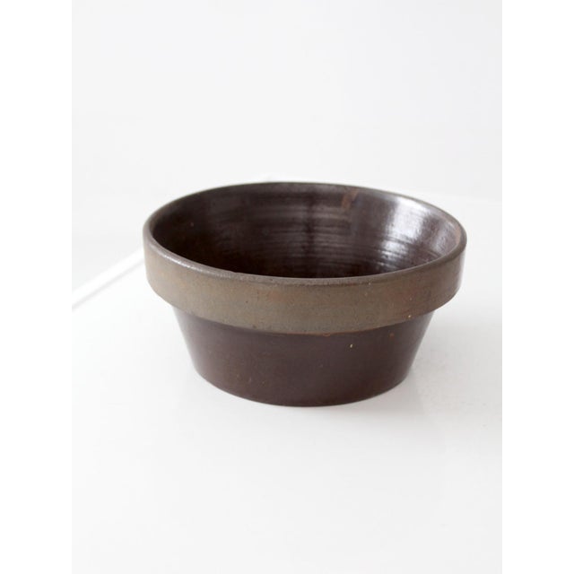 Antique American Stoneware Mixing Bowl With Brown Glaze For Sale - Image 12 of 14