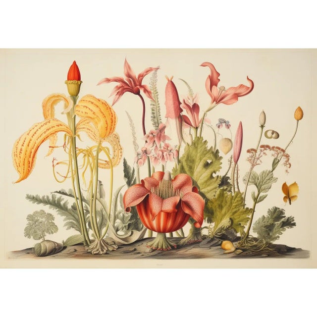 A beautifully curated set of four framed botanical prints reproduced from original botanical watercolors dating from the...