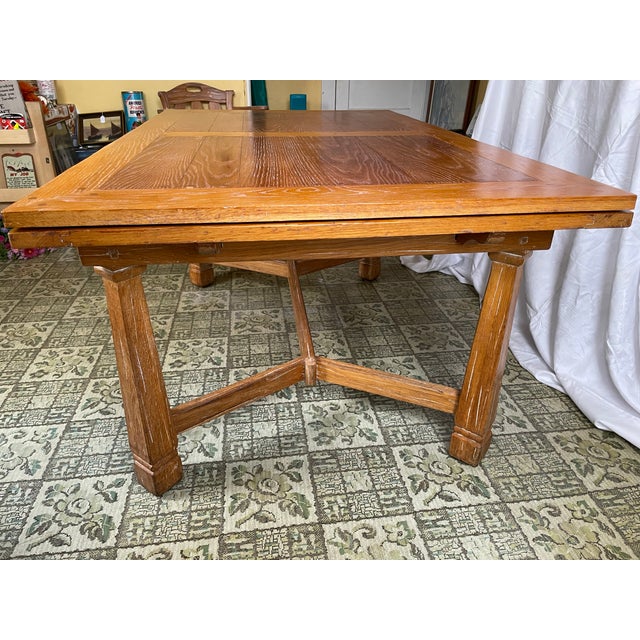 Rustic Vintage 1963 Attributed to A. Brandt Co. “Ranch Oak” Expandable Rustic Western Style Dining Table For Sale - Image 3 of 13
