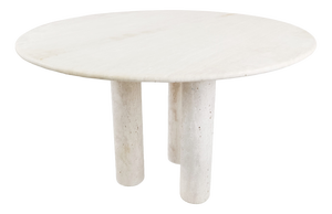 Italian Round Travertine Dining Table, 1970s