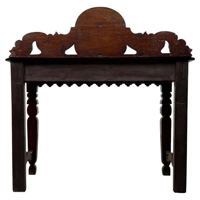 Wood Antique 19th Century English Victorian Carved Oak Side Table For Sale - Image 7 of 10