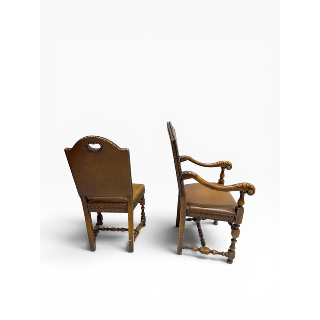 2000s Theodore Alexander Buffalo Hide Leather Dining Chairs - Set of 8 For Sale In Boston - Image 6 of 14