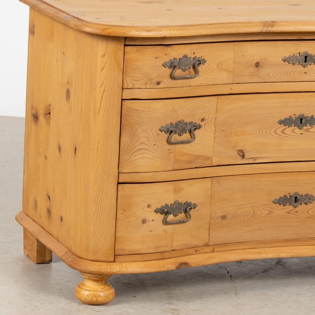 19th Century Danish Pine Curved Chest of Three Drawers For Sale - Image 10 of 15