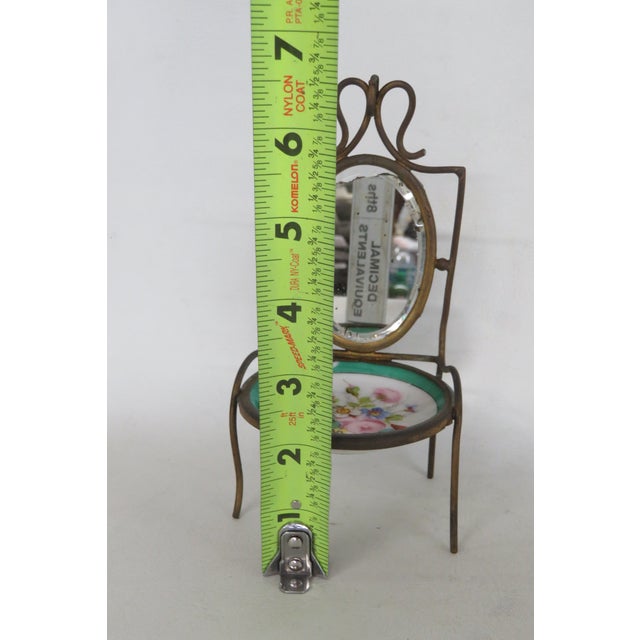 Victorian Brass and Porcelain Miniature Chair Mirrored Pocket Watch Holder 5052b For Sale - Image 10 of 18