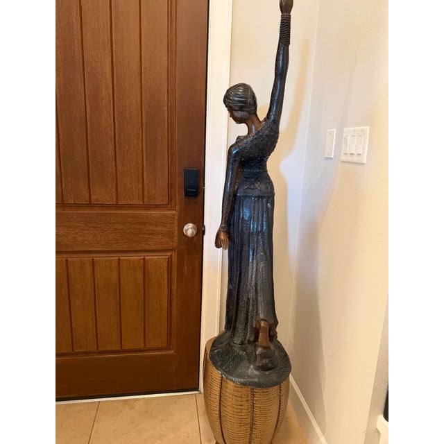 After : Demetre Chiparus Rumanian ( 1886 – 1947 ) “ Footsteps “ Bronze Sculpture With Polychrome Details. For Sale - Image 4 of 4