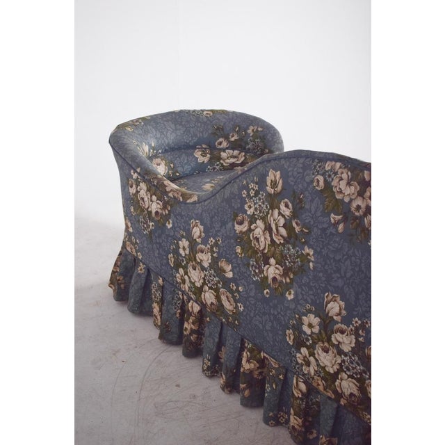 Vintage Chaise Lounge in Blue Flowery Fabric, 1920s For Sale - Image 3 of 13