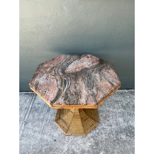 Vintage Sculptural Pencil Reed and Stone Table For Sale - Image 9 of 11
