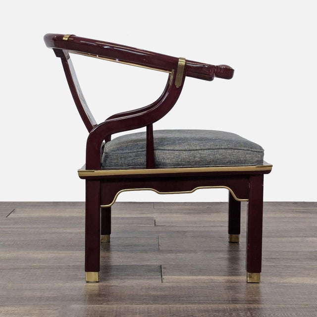 1990s 1990s Vintage Chinoiserie Ming Hand Painted Horseshoe Armchair For Sale - Image 5 of 8