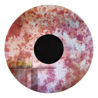 Eclisse Matt Black Lacquer and Sunset Pink Glass Wall Mirror by Casa Casati For Sale