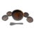 Vintage Handcrafted Wooden Black Lacquer & Bamboo Salad Serving Set - 6 pcs For Sale