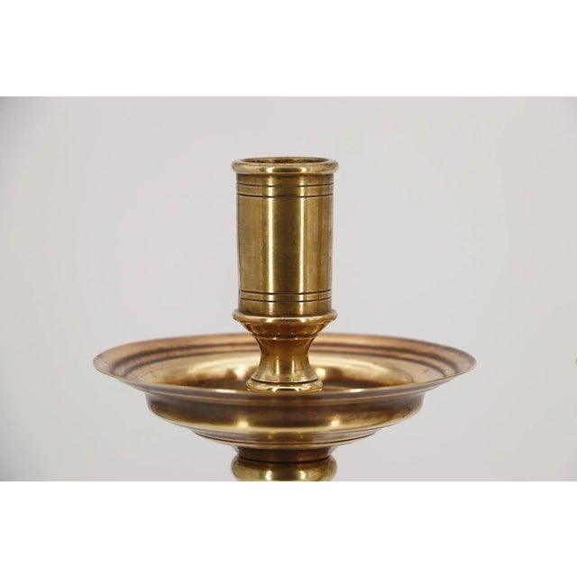 Early 19th Century Antique 19th Century Large Pair of Portuguese Brass Candle Holders For Sale - Image 5 of 12