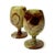 Striking Green & Brown Natural Stone Goblets - A Pair For Sale - Image 4 of 7