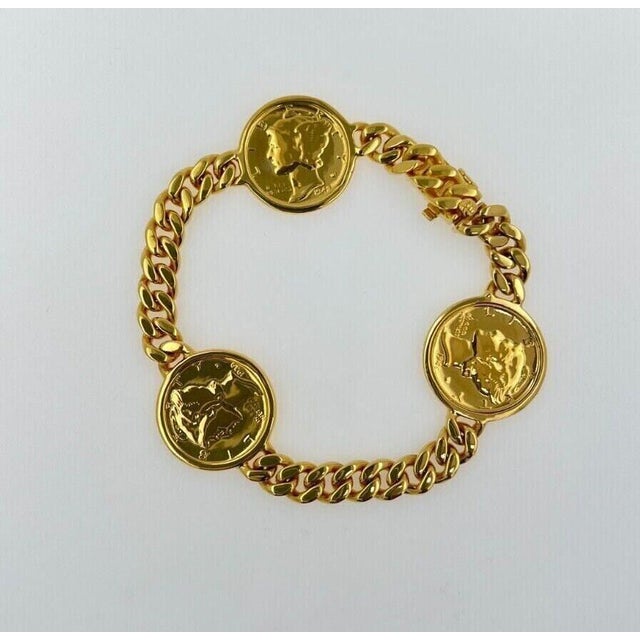 Metal Genuine Vintage American Usa Dollar Coin Curb Link Yellow Gold Vermeil Sterling For Sale - Image 7 of 9