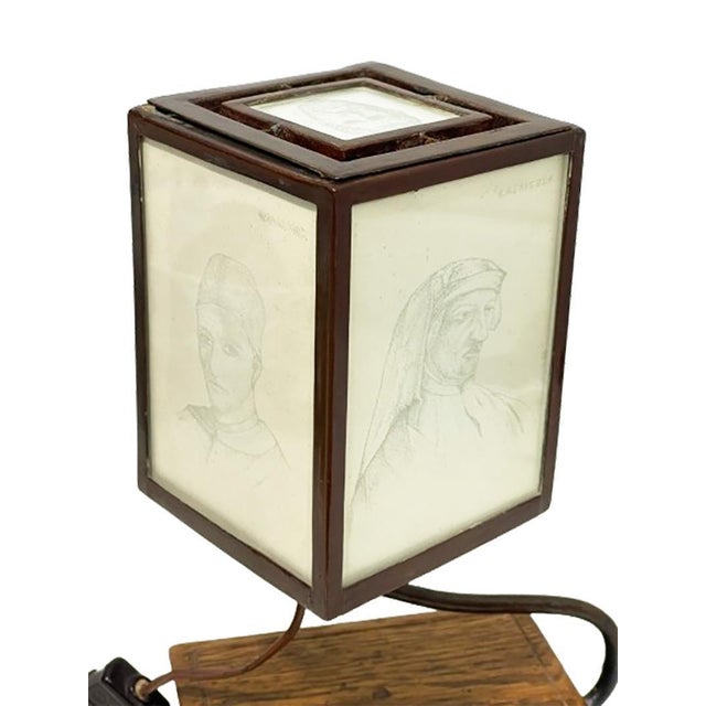 15th Century Table Reading Lamp with Engraved Glass with Portraits For Sale - Image 6 of 16