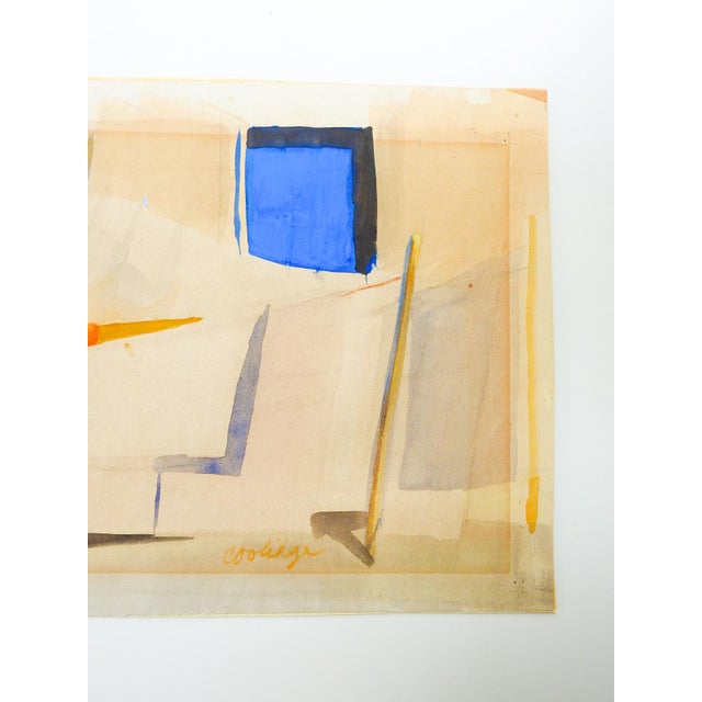 Mid 20th Century Mid 20th Century Village Laundry Line Watercolor Painting For Sale - Image 5 of 7