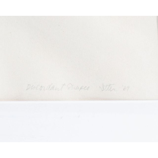 Blue 1969 “Discordant Shapes” Watercolor Painting by William Itter For Sale - Image 8 of 9