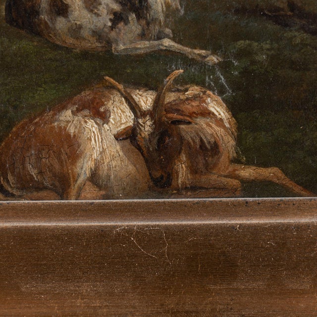 Brown Original Danish 19th Century Small Oil on Canvas Painting of Goats on a Mountainside, Signed i.p Møller For Sale - Image 8 of 12