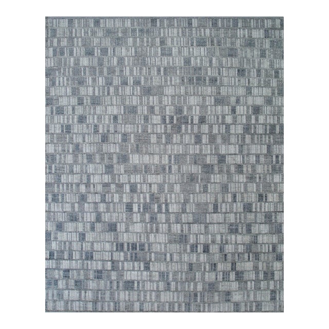 8x10 Tessa Sophisticated Gray Geometric Modern Hand Knotted Wool Carpet Rug For Sale