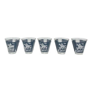 Vintage Hazel Atlas Equestrian Horse Tally Ho Shot Glasses - Set of 5 For Sale