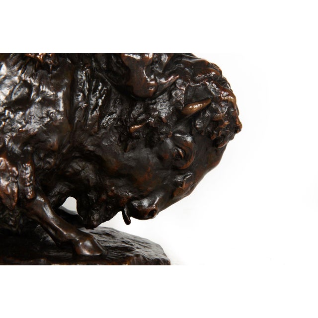 Fine Antique French Bronze Sculpture of Bison and Jaguar by Georges Gardet For Sale - Image 6 of 18