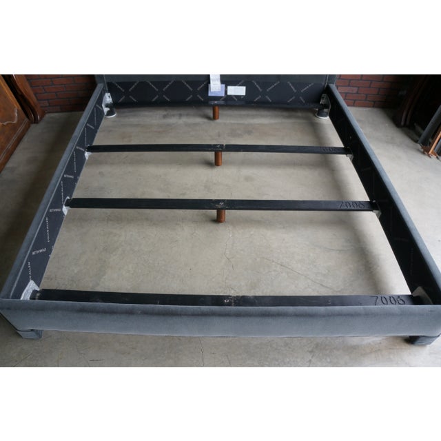 Ethan Allen Upholstered Tufted Headboard Platform King Bed For Sale - Image 6 of 9